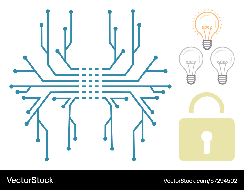 Circuit-thumbs up branching network with Circuit-thumbs up branching network with vector image