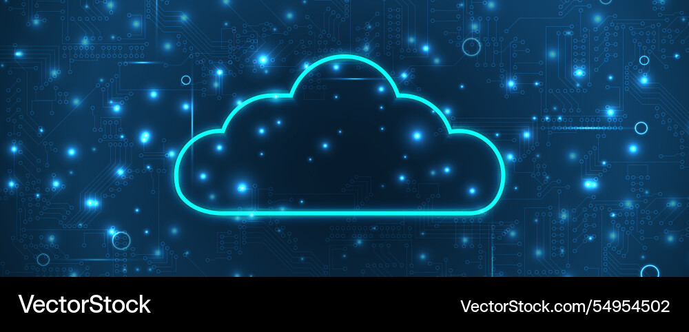 Cloud technology ransfer digital data on circuit Cloud technology ransfer digital data on circuit vector image