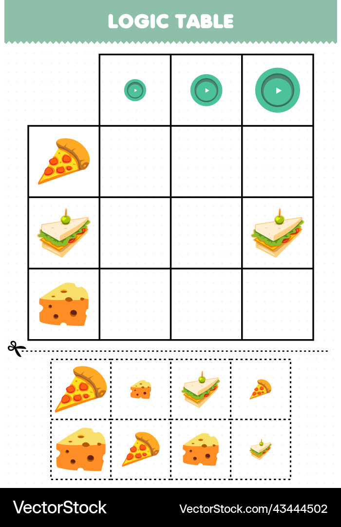 Education game for children logic table sorting vector image