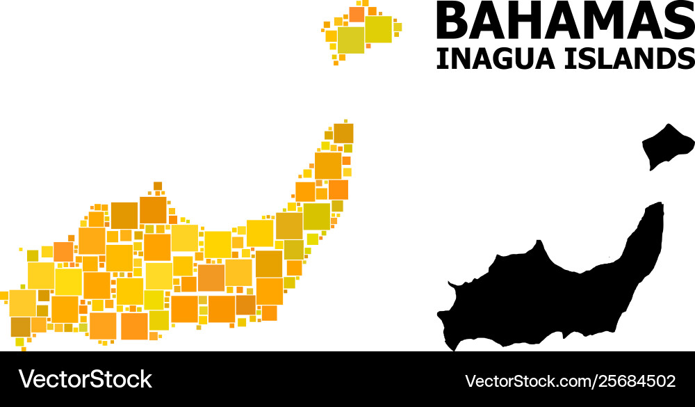 Gold square pattern map inagua islands vector image