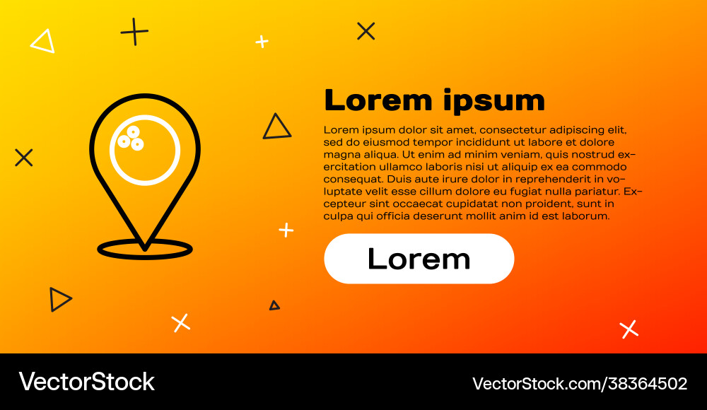Line map pointer with bowling ball icon isolated vector image