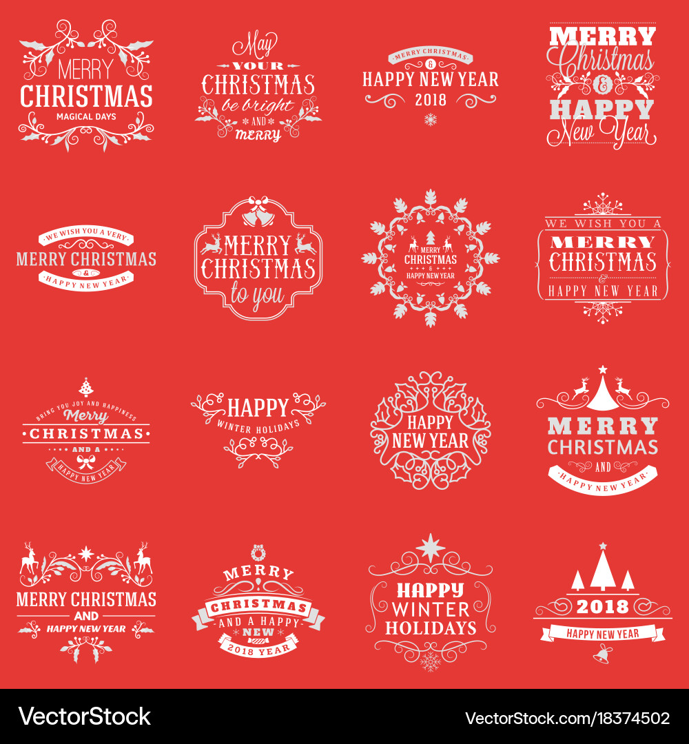 Merry Christmas & Happy New Year Badges vector image
