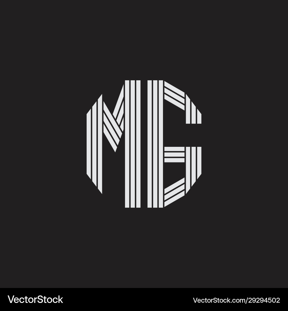 Mg logo monogram with outline style linked Vector Image