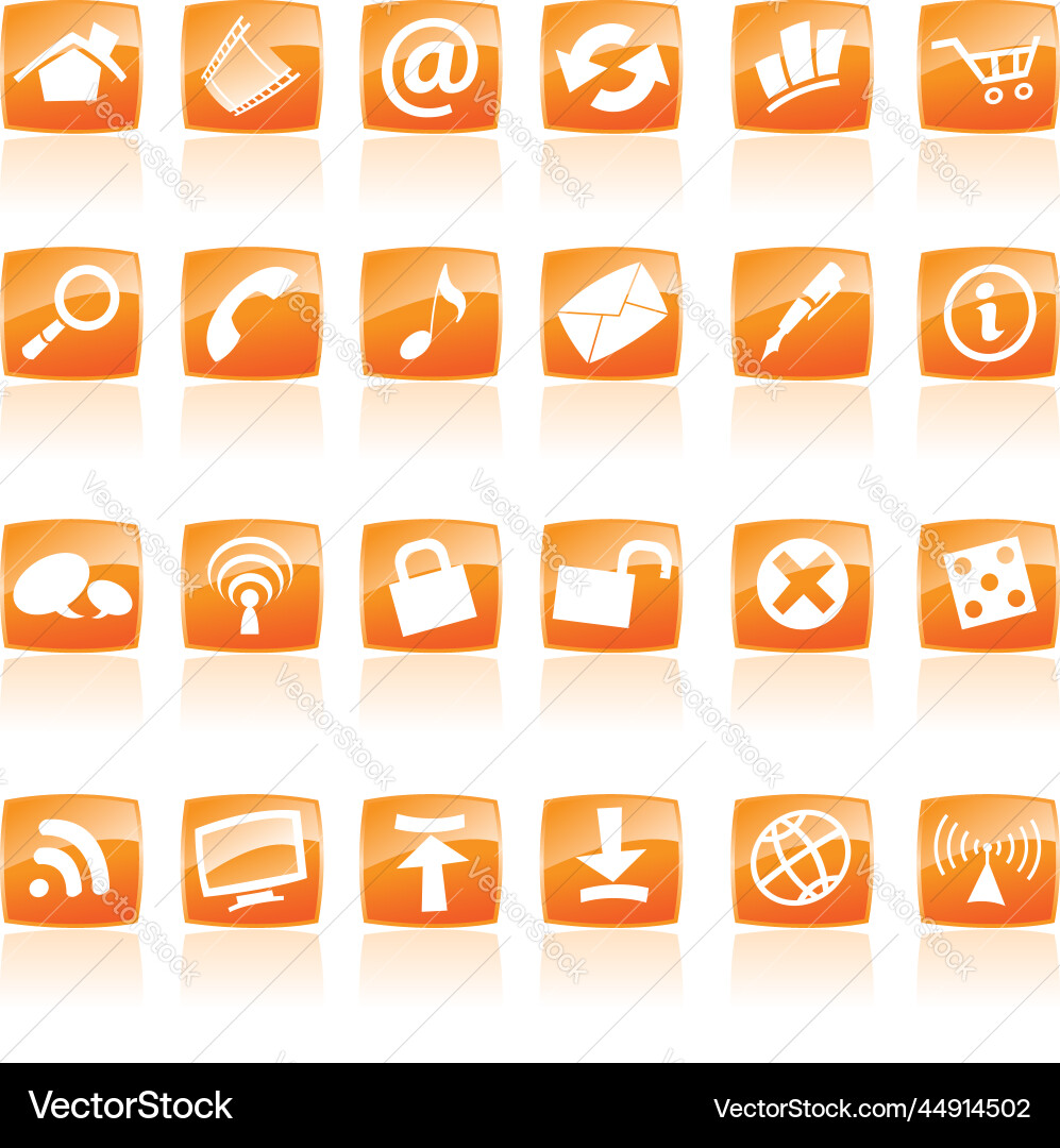 Orange web and computer icons Orange web and computer icons Vector Image