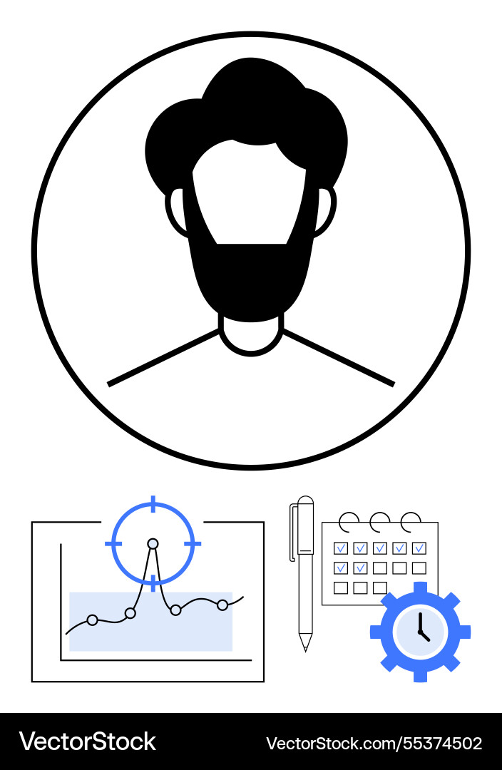 Profile avatar with project timeline analytics Profile avatar with project timeline analytics vector image