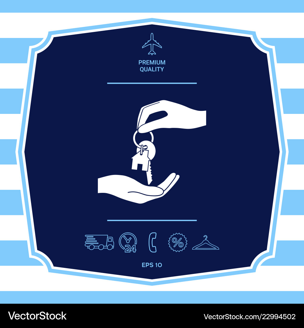 Receiving the key with keychain shaped like vector image