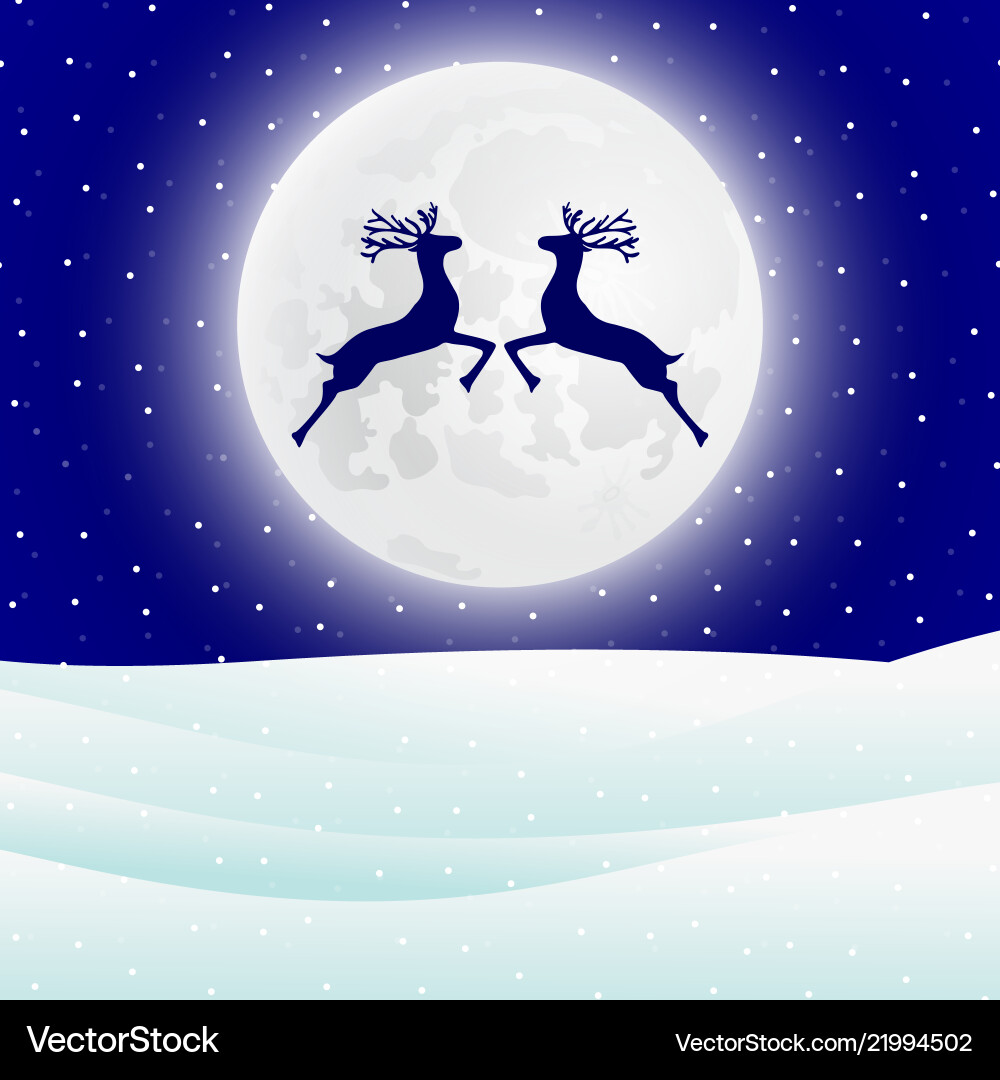 Reindeer jumps against the background of moon Reindeer jumps against the background of moon Vector Image