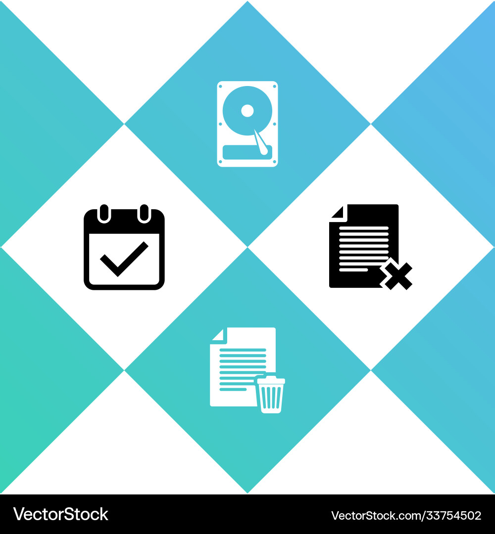 Set calendar with check mark delete file document Vector Image