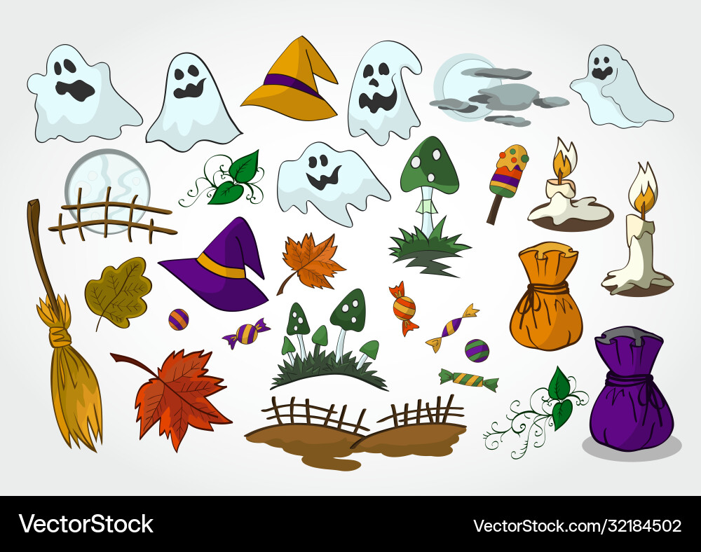Set halloween objects for design elements Vector Image