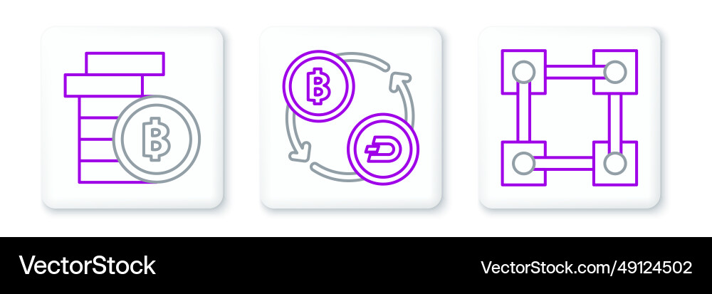 Set line blockchain technology cryptocurrency Set line blockchain technology cryptocurrency vector image