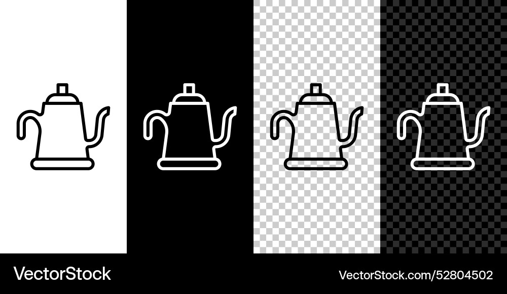 Set line watering can icon isolated on black Vector Image