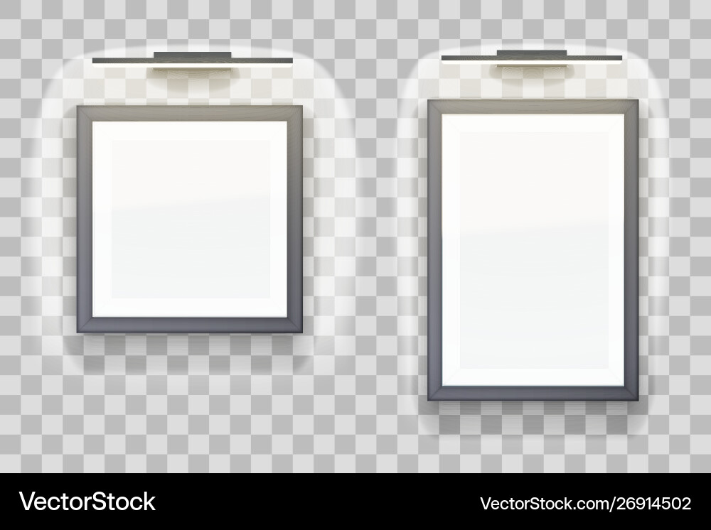 Set picture frames with light in gallery Set picture frames with light in gallery vector image