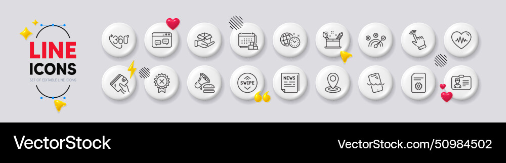 Swipe up browser window and wallet line icons Swipe up browser window and wallet line icons vector image
