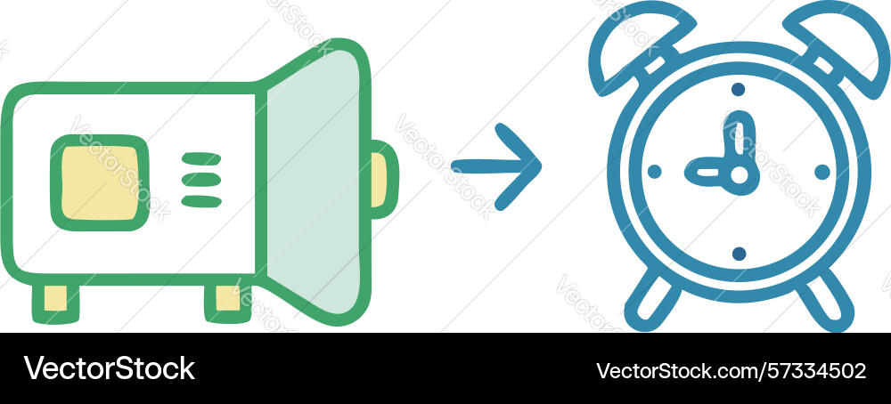 Time transformation timer evolving to alarm clock vector image