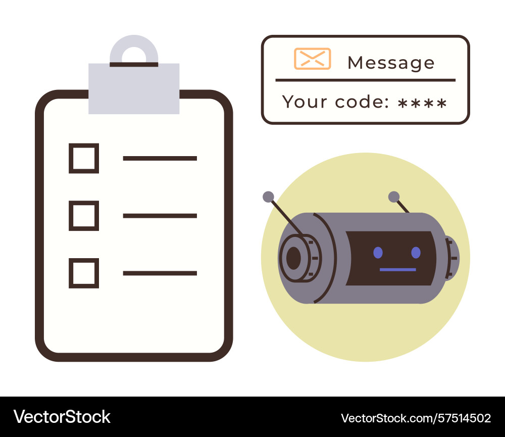 Two-factor authentication with robot support Two-factor authentication with robot support vector image