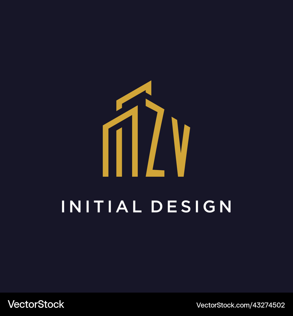 Zv initial monogram with building logo design Zv initial monogram with building logo design Vector Image