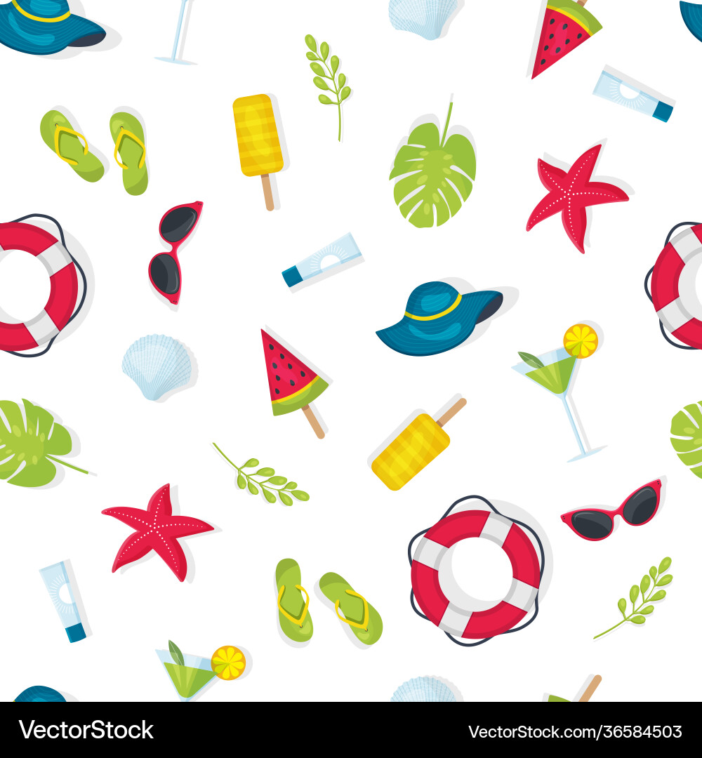 A pattern summer elements on white background Vector Image