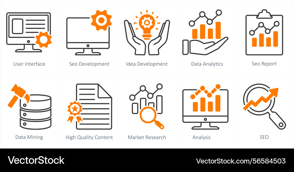 A set of 10 seo icons as user interface vector image