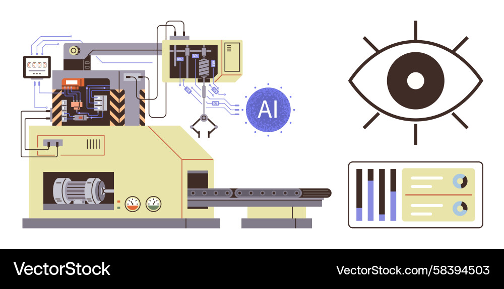 AI Factory Automation Robot Vector Image
