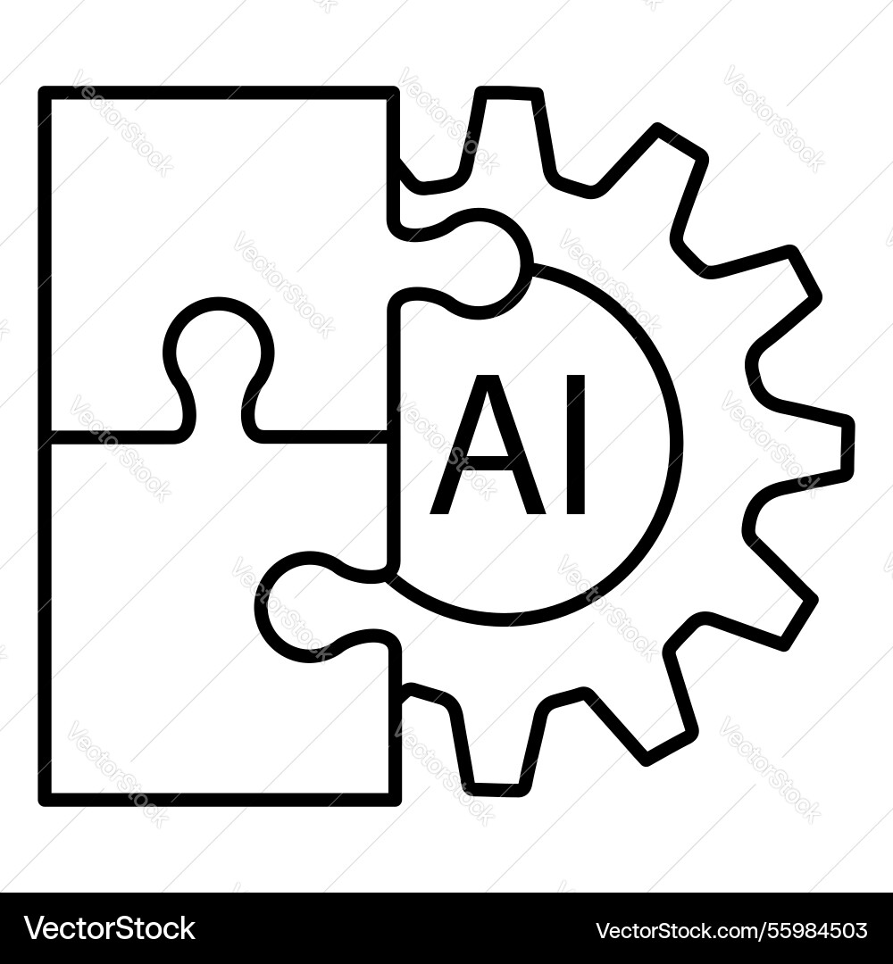 Ai puzzle and machine learning icon design Ai puzzle and machine learning icon design vector image
