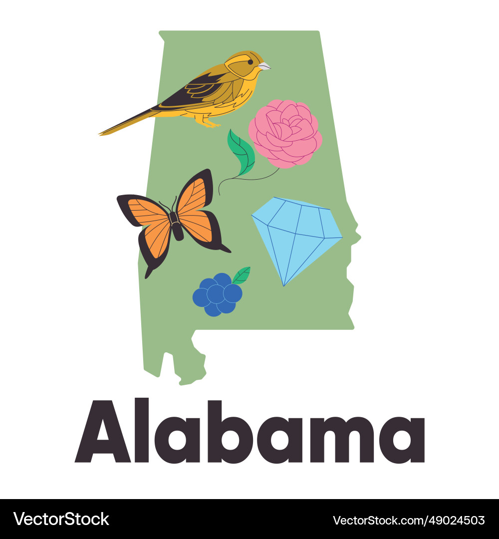 Alabama map icon of united states symbol yellow Alabama map icon of united states symbol yellow vector image