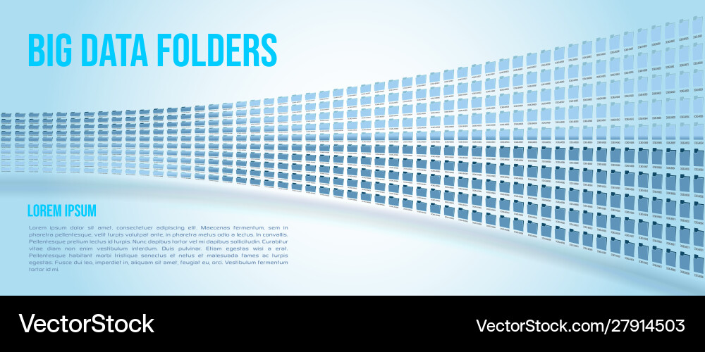 Big data folders on blue gradient background Big data folders on blue gradient background vector image
