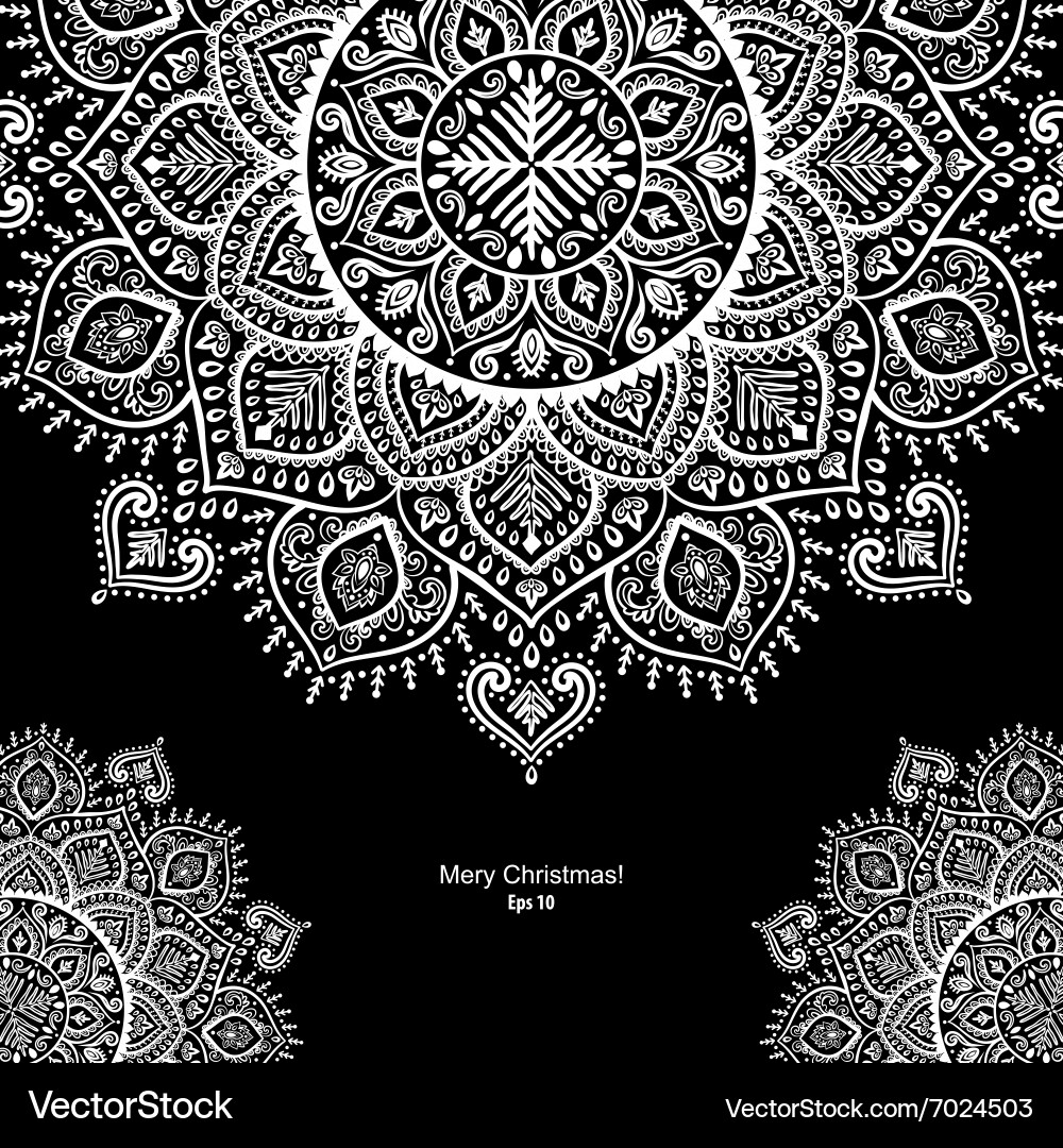 Christmas snowflake mandala ornament vector image