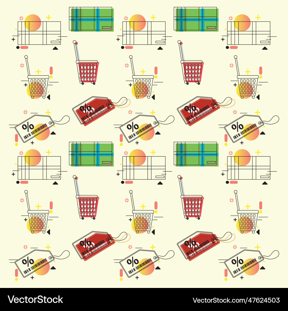 Colored seamless pattern background with shopping vector image