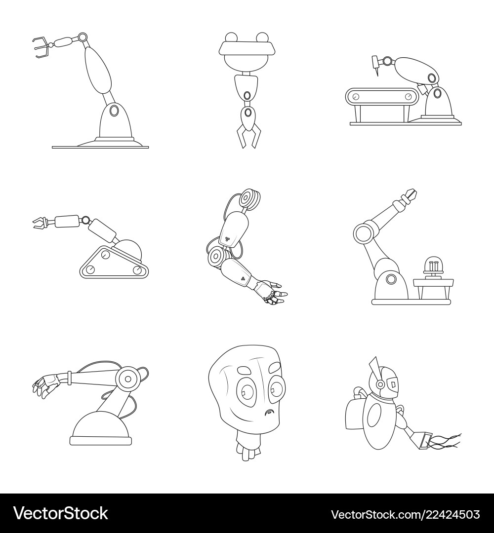 Design of robot and factory symbol set Design of robot and factory symbol set vector image