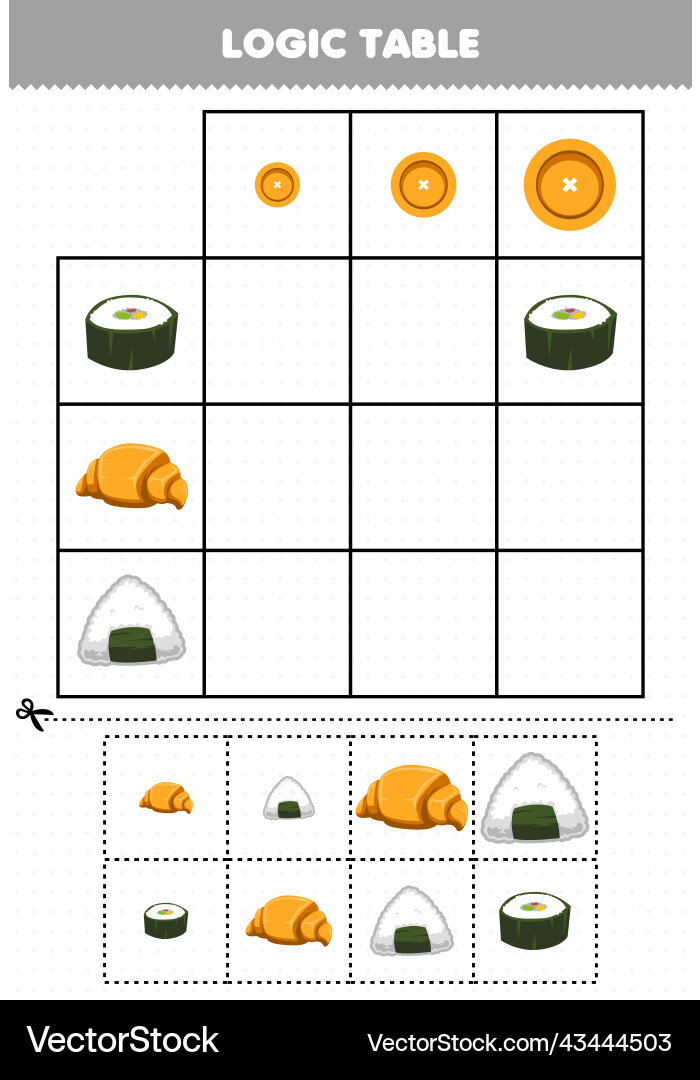 Education game for children logic table sorting vector image