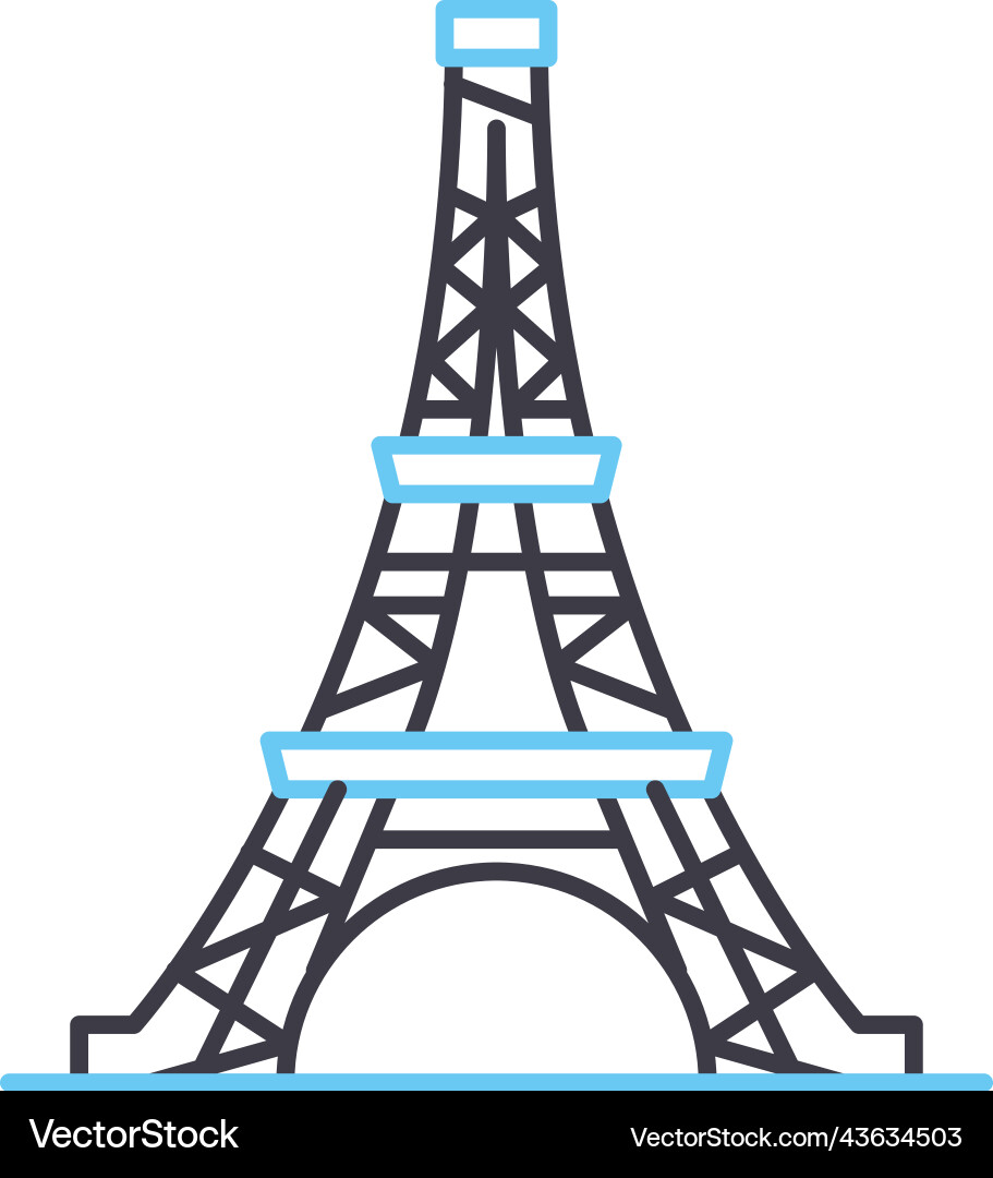 Eiffel tower line icon outline symbol vector image