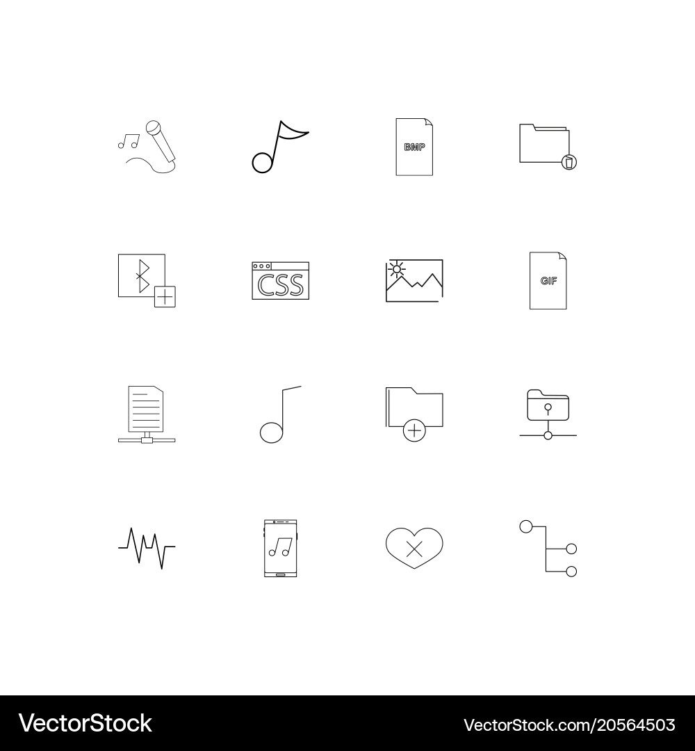 Files and folders sign simple linear icons set vector image