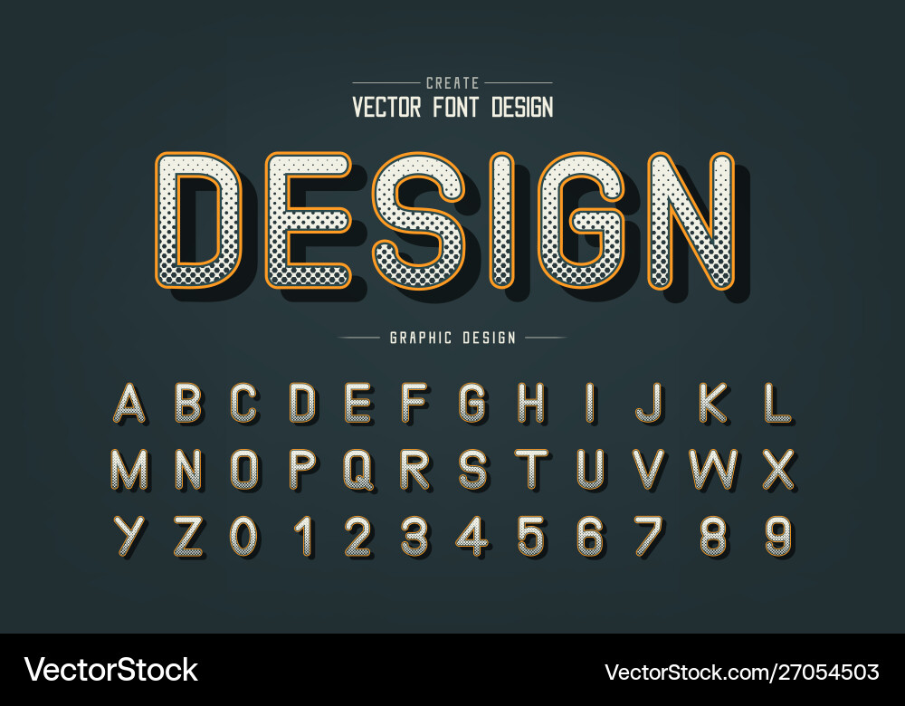 Halftone hexagon font and alphabet digital Halftone hexagon font and alphabet digital vector image