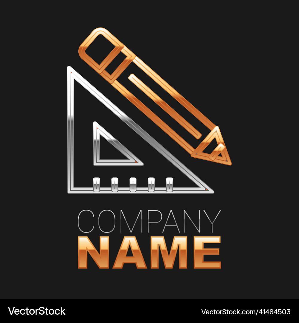Line triangular ruler and pencil icon isolated Line triangular ruler and pencil icon isolated vector image