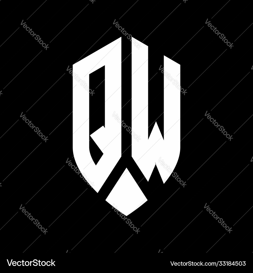 Qw logo monogram with emblem shield style design vector image