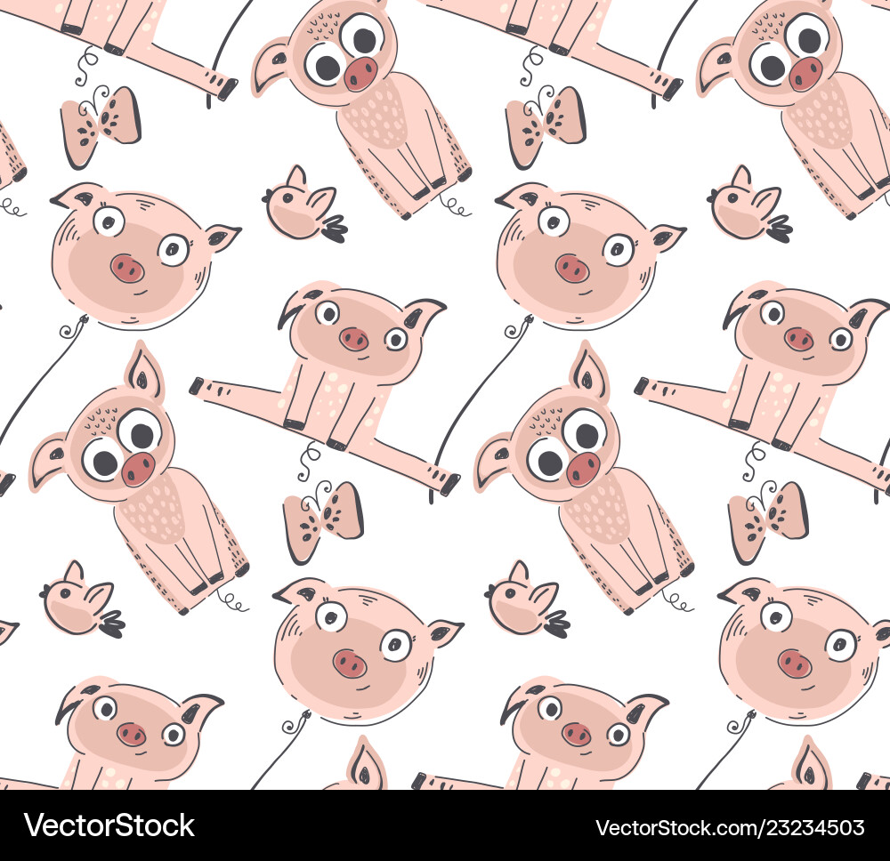 Seamless pattern with cute piglets endless Seamless pattern with cute piglets endless vector image
