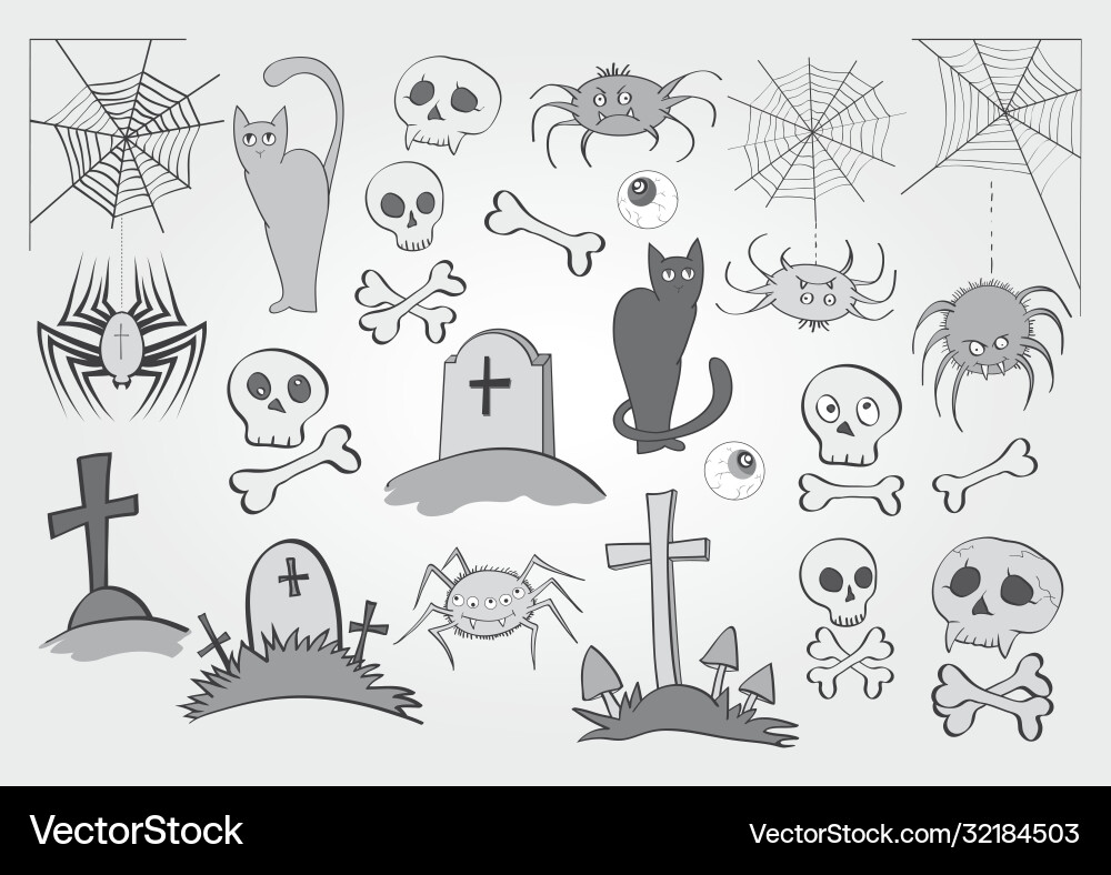Set halloween objects for design elements Vector Image