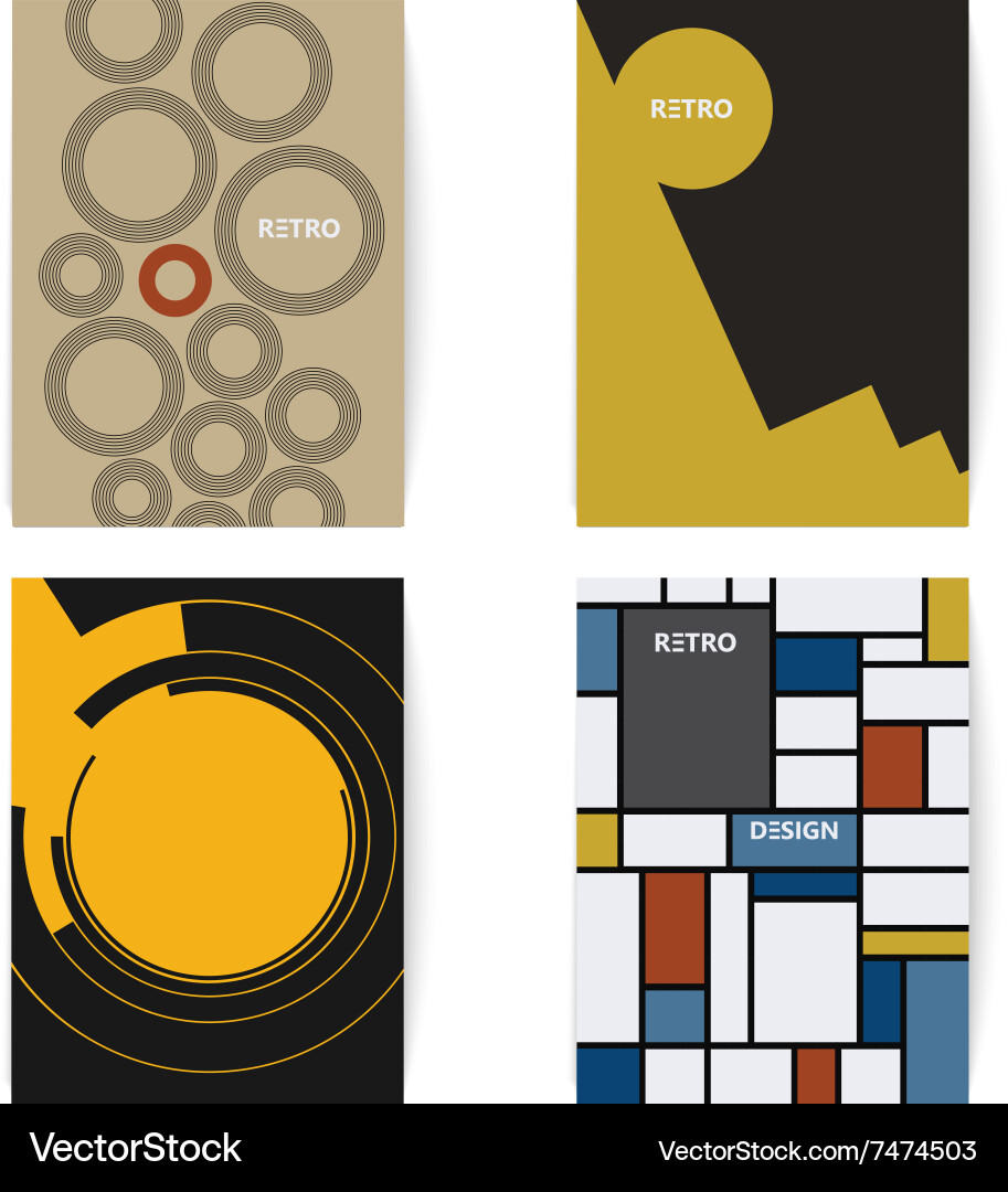 Set of four retro brochures print template vector image