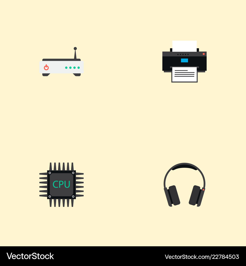 Set of pc icons flat style symbols with cpu Set of pc icons flat style symbols with cpu vector image