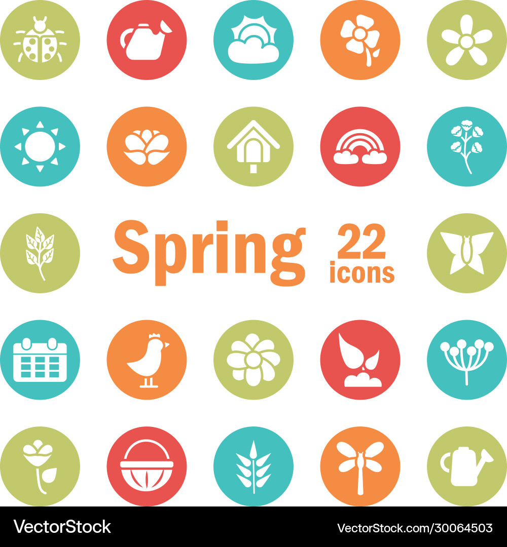 Set spring icons block and flat style icon Set spring icons block and flat style icon vector image