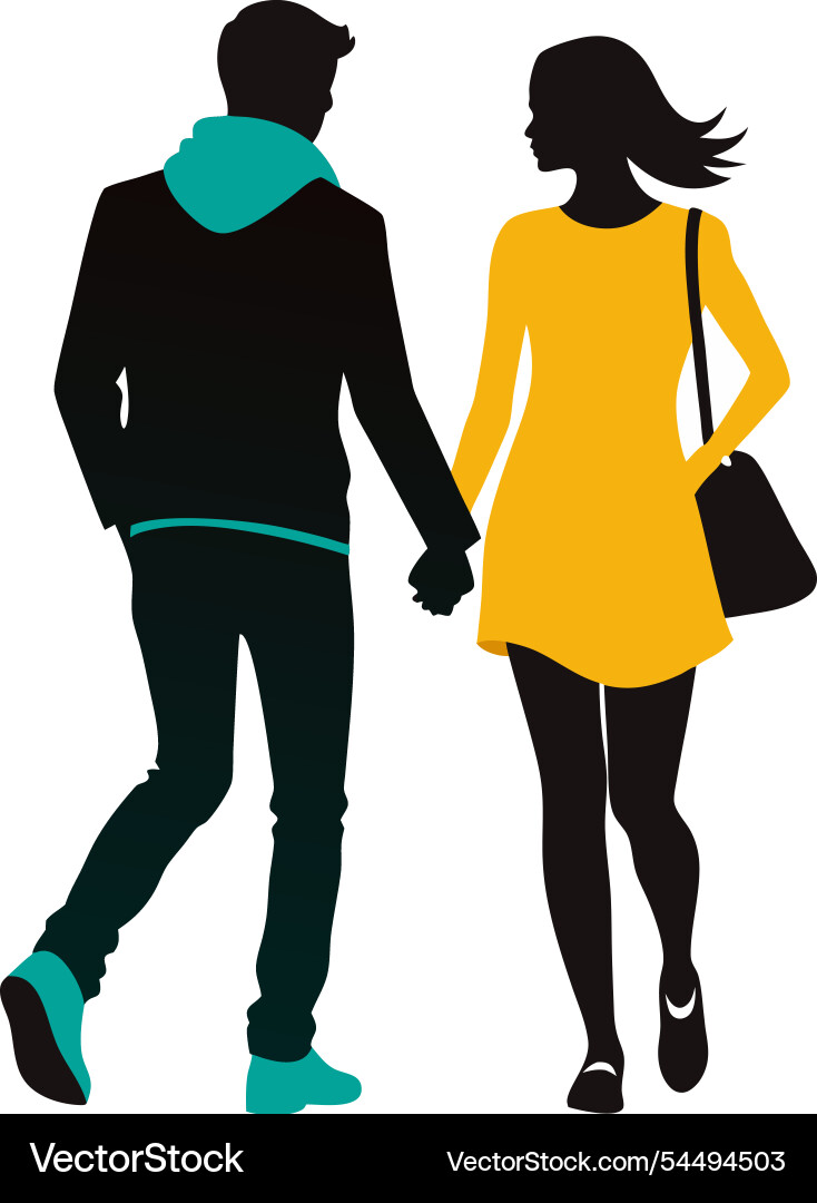 Silhouetten eines jungen Paares Silhouetten eines jungen Paares vektorbild