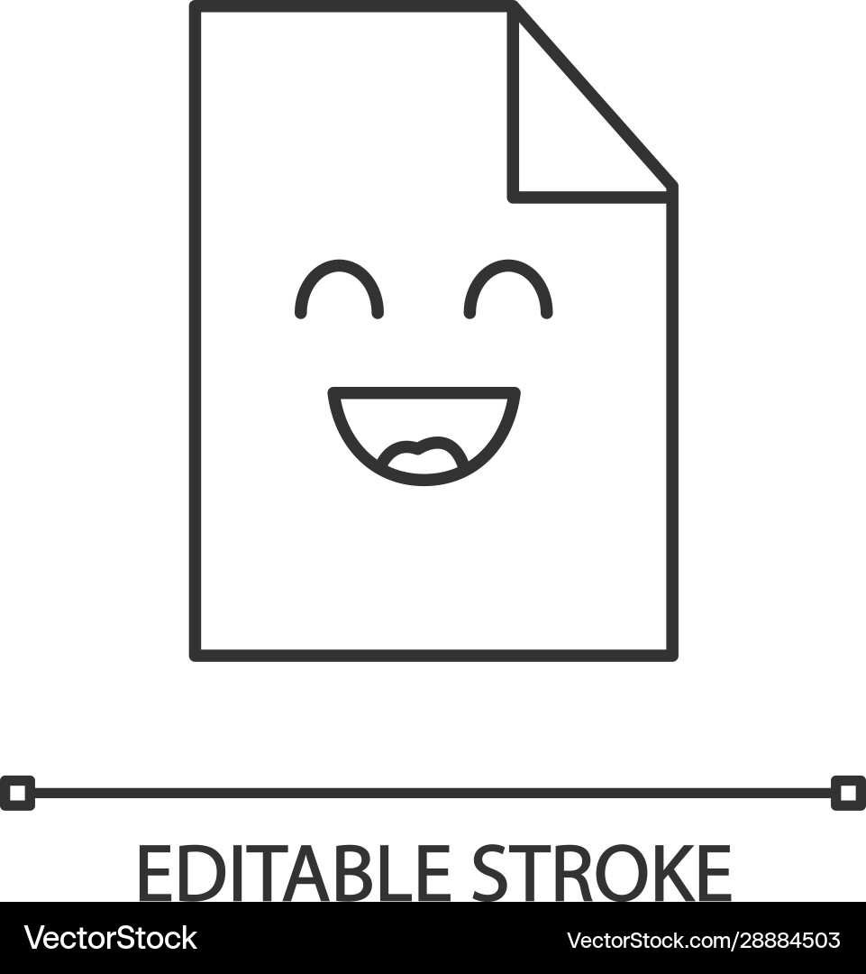 Smiling file character linear icon Smiling file character linear icon vector image