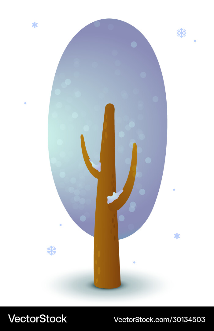 Snowy tree in winter game ui flat isolated stock Vector Image