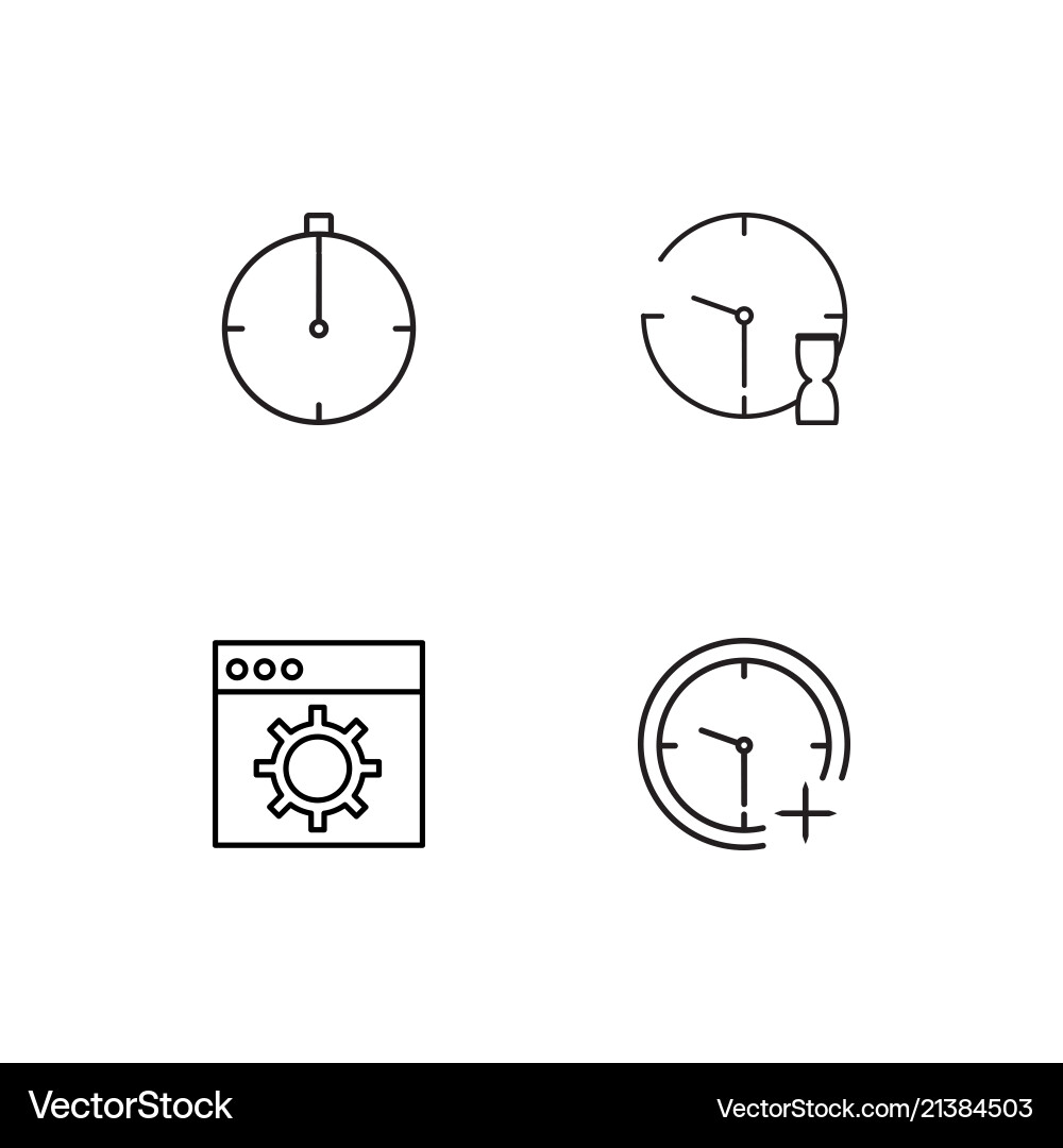 Time linear icons set simple outline vector image