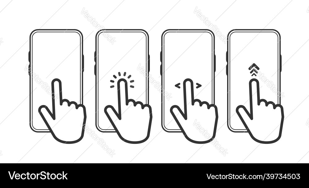 Touchscreen gesture line icons hand swipe slide Touchscreen gesture line icons hand swipe slide vector image