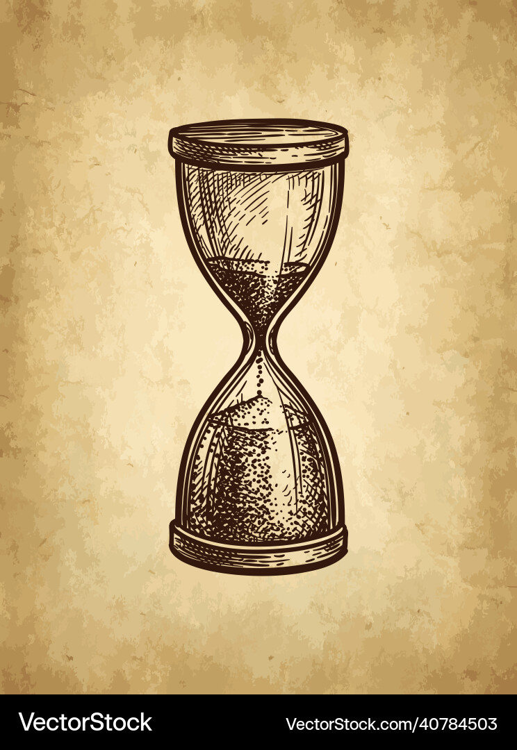 Vintage hourglass ink sketch vector image