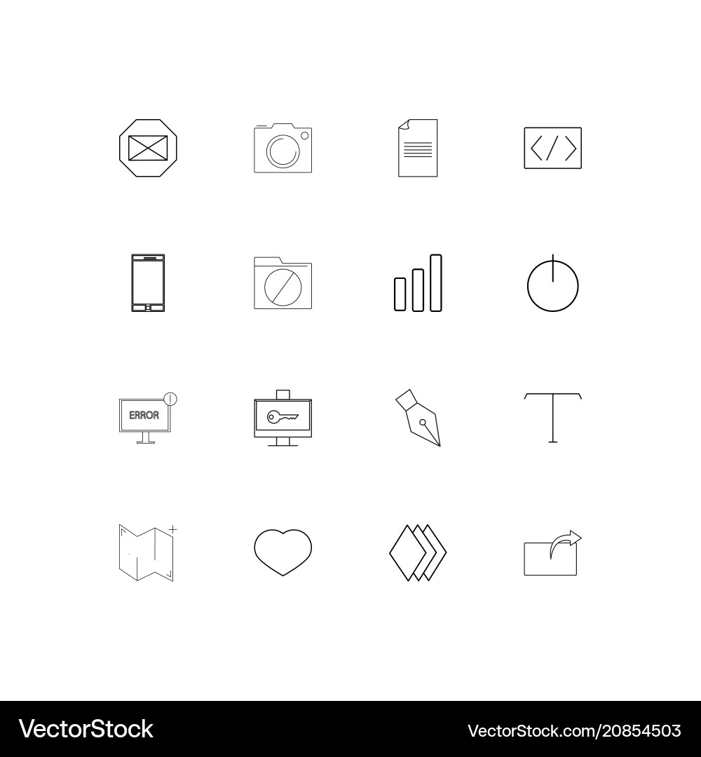 Web linear thin icons set outlined simple Vector Image