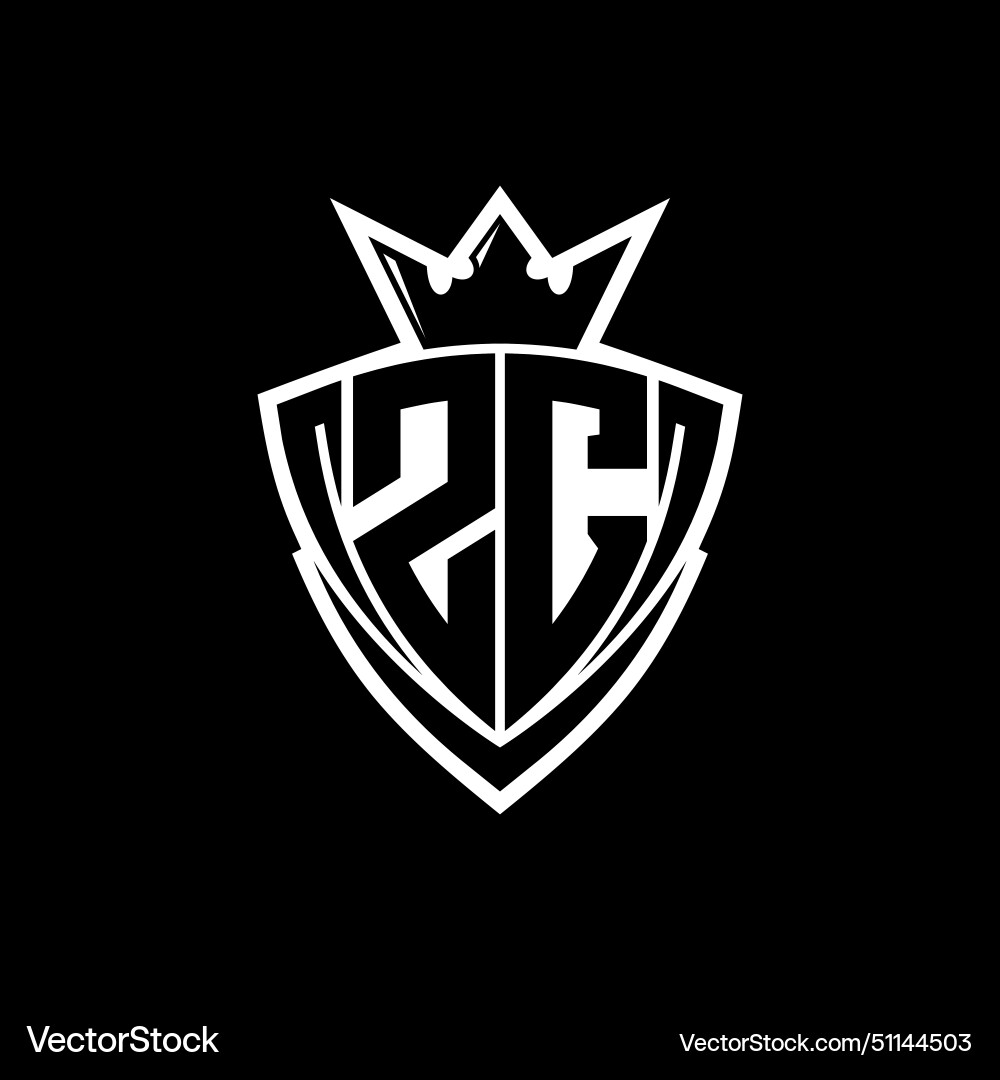 Zc letter logo with sharp triangle shield shape Vector Image