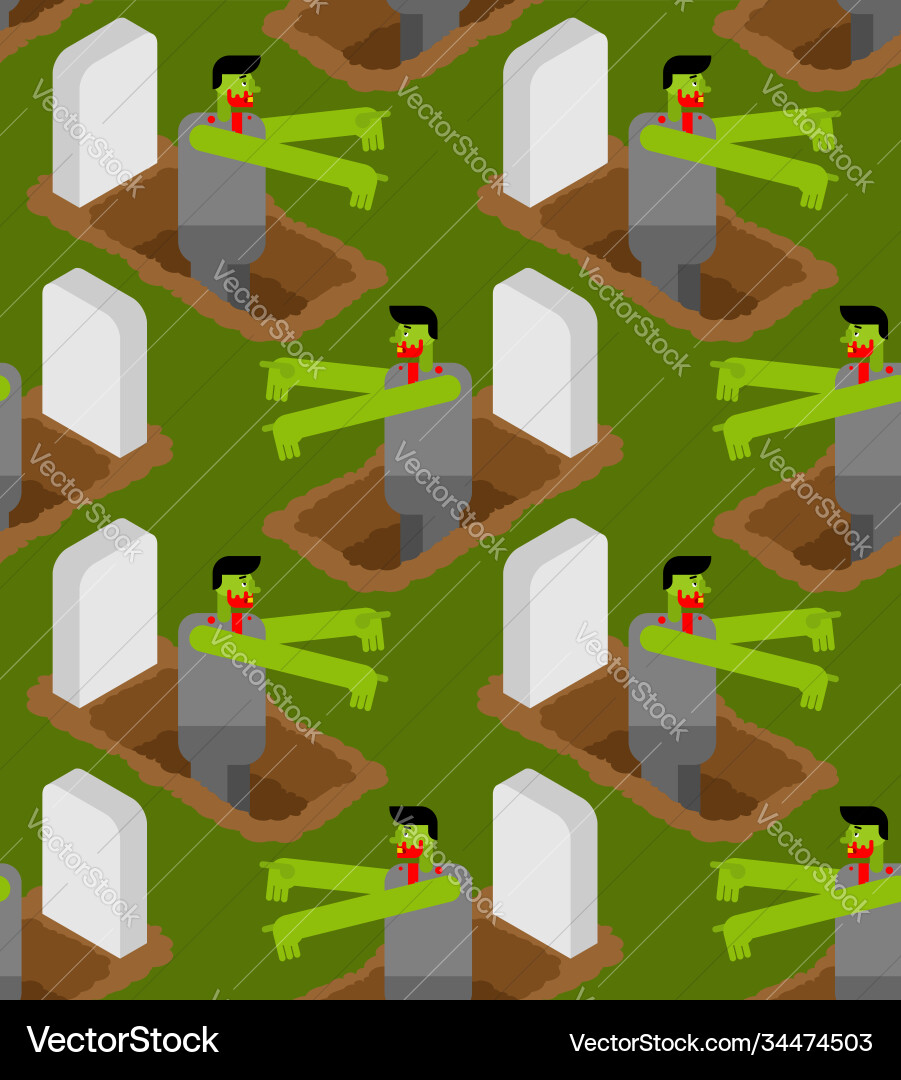 Zombie pattern seamless zombies got up from grave Zombie pattern seamless zombies got up from grave Vector Image