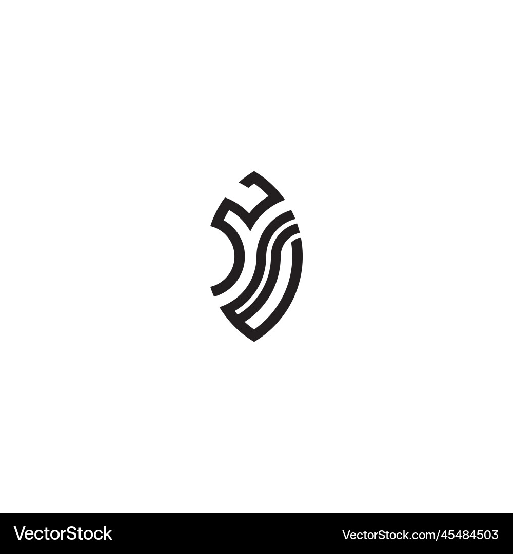 Zw leaf shape line initial concept with high Zw leaf shape line initial concept with high vector image